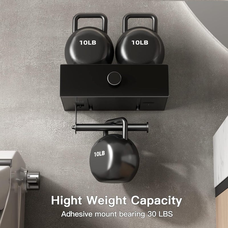 Voldra Toilet Paper Holder with Shelf Black Wipes Dispenser for Bathroom Toilet Paper Holder with Storage Upgrade Drawer Design Toilet Tissue Holder Adhesive Small Bathroom Shelf Wall Mount - Image 5